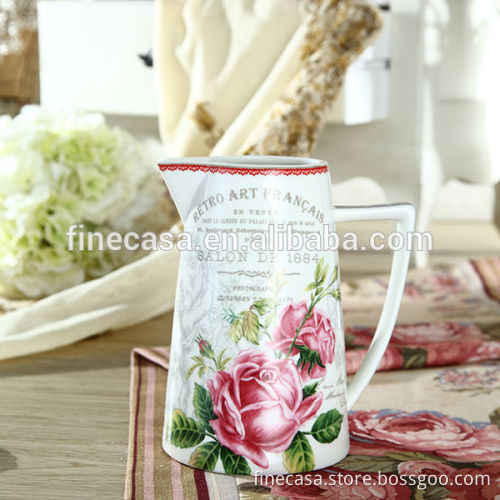 1200CC Elegant New Bone China Floral Water Jug with Color Box